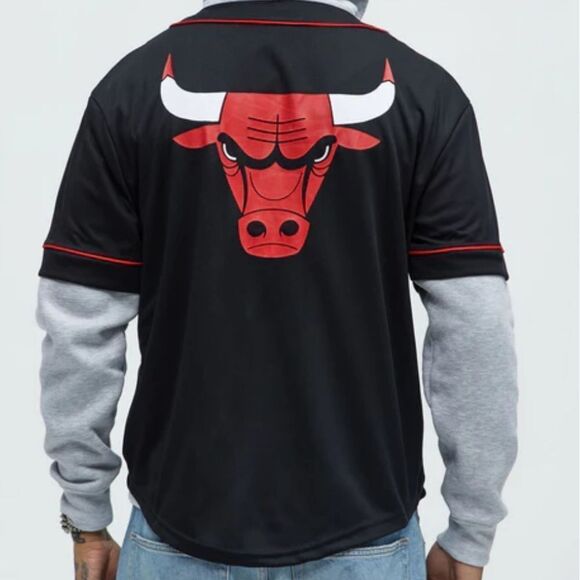 Ultra Game NBA Chicago Bulls Button Up Long Sleeve Hoodie Shirt #U - Picture 2 of 7